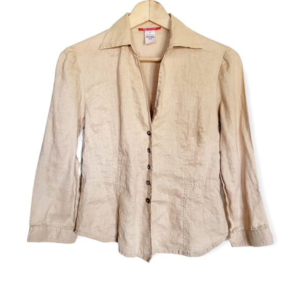 Anne Klein Linen Button Up Blouse Size 4 - Picture 1 of 3